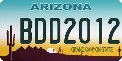 AZ license plate BDD2012