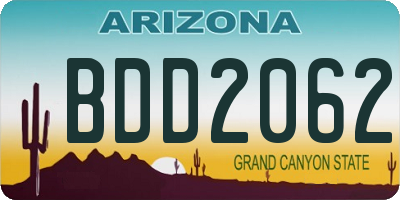 AZ license plate BDD2062
