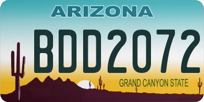 AZ license plate BDD2072