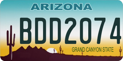 AZ license plate BDD2074