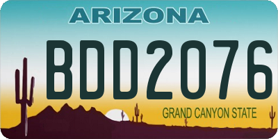 AZ license plate BDD2076