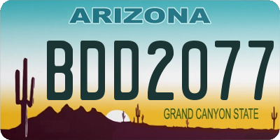AZ license plate BDD2077