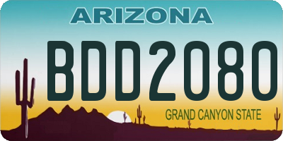 AZ license plate BDD2080