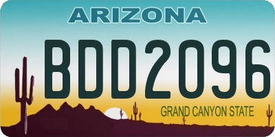 AZ license plate BDD2096