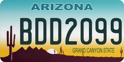 AZ license plate BDD2099