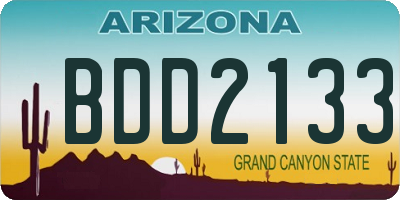 AZ license plate BDD2133