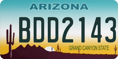 AZ license plate BDD2143