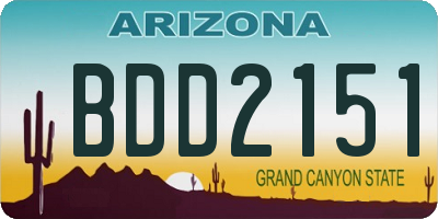 AZ license plate BDD2151