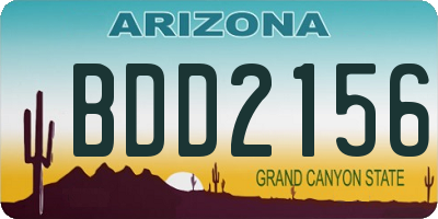 AZ license plate BDD2156