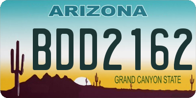 AZ license plate BDD2162