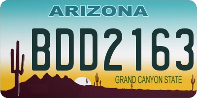 AZ license plate BDD2163