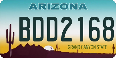 AZ license plate BDD2168