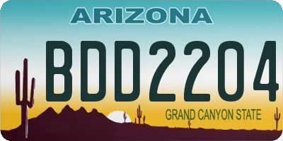 AZ license plate BDD2204