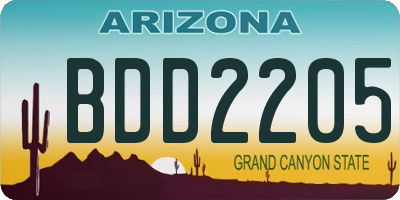 AZ license plate BDD2205
