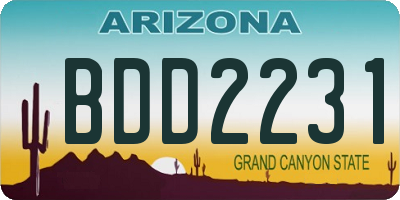 AZ license plate BDD2231