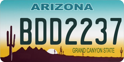 AZ license plate BDD2237