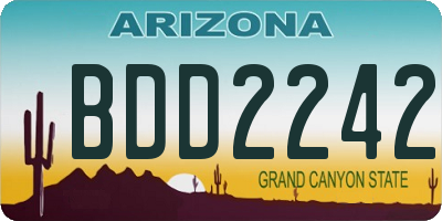 AZ license plate BDD2242