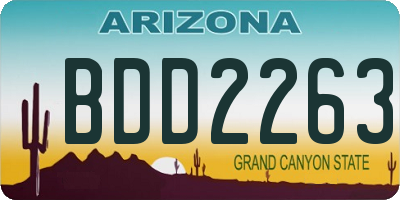 AZ license plate BDD2263