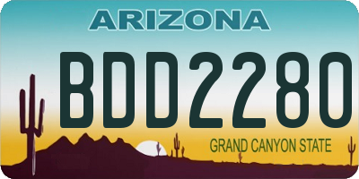 AZ license plate BDD2280
