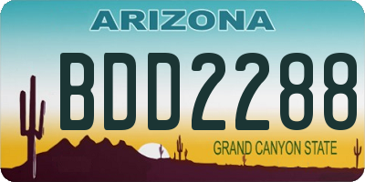 AZ license plate BDD2288