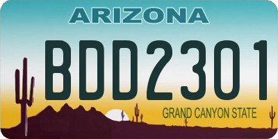 AZ license plate BDD2301