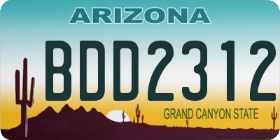 AZ license plate BDD2312