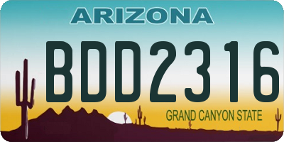 AZ license plate BDD2316