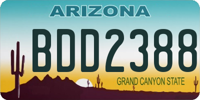 AZ license plate BDD2388