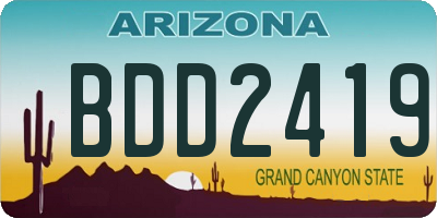 AZ license plate BDD2419
