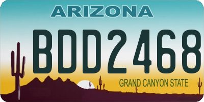 AZ license plate BDD2468