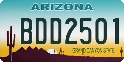 AZ license plate BDD2501