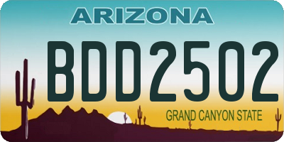 AZ license plate BDD2502