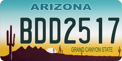 AZ license plate BDD2517