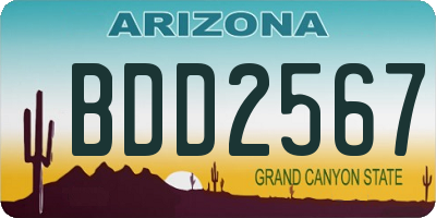 AZ license plate BDD2567