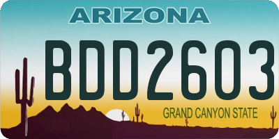 AZ license plate BDD2603