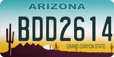 AZ license plate BDD2614