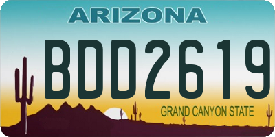 AZ license plate BDD2619