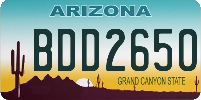 AZ license plate BDD2650