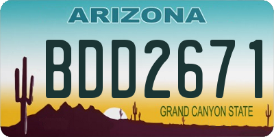 AZ license plate BDD2671