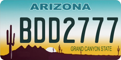 AZ license plate BDD2777