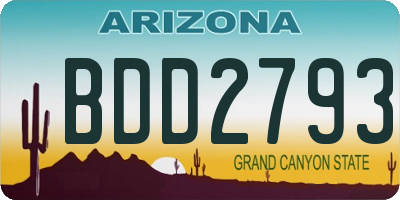 AZ license plate BDD2793