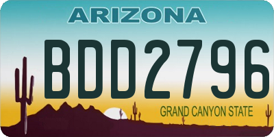 AZ license plate BDD2796