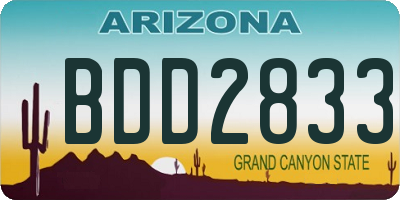 AZ license plate BDD2833