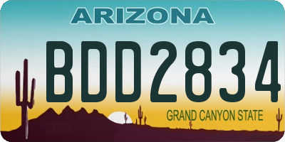 AZ license plate BDD2834