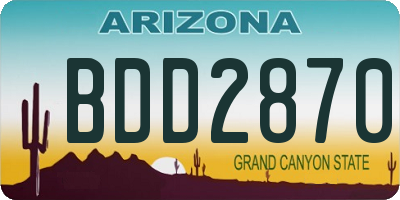 AZ license plate BDD2870