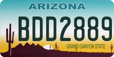 AZ license plate BDD2889