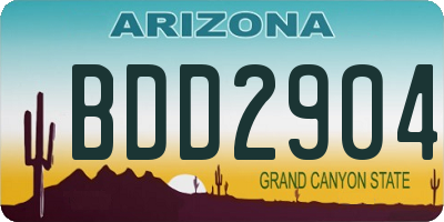 AZ license plate BDD2904