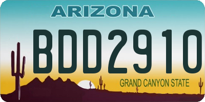 AZ license plate BDD2910