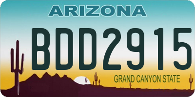 AZ license plate BDD2915