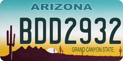 AZ license plate BDD2932